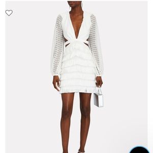 White PatBo Fringe Mini Dress